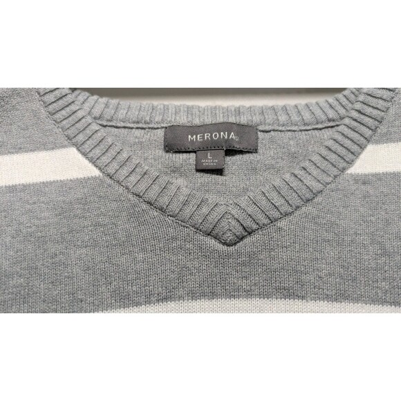 Merona 100% Cotton Sweater Mens Size L V Neck Sweatshirt - Picture 2 of 5